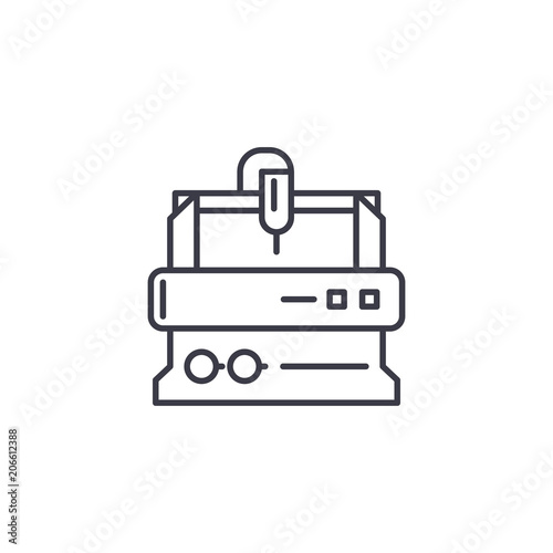 Turning lathe linear icon concept. Turning lathe line vector sign, symbol, illustration.