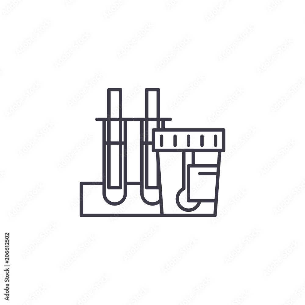 Urine examination linear icon concept. Urine examination line vector sign, symbol, illustration. Urine examination linear icon concept. Urine examination line vector sign, symbol, illustration.