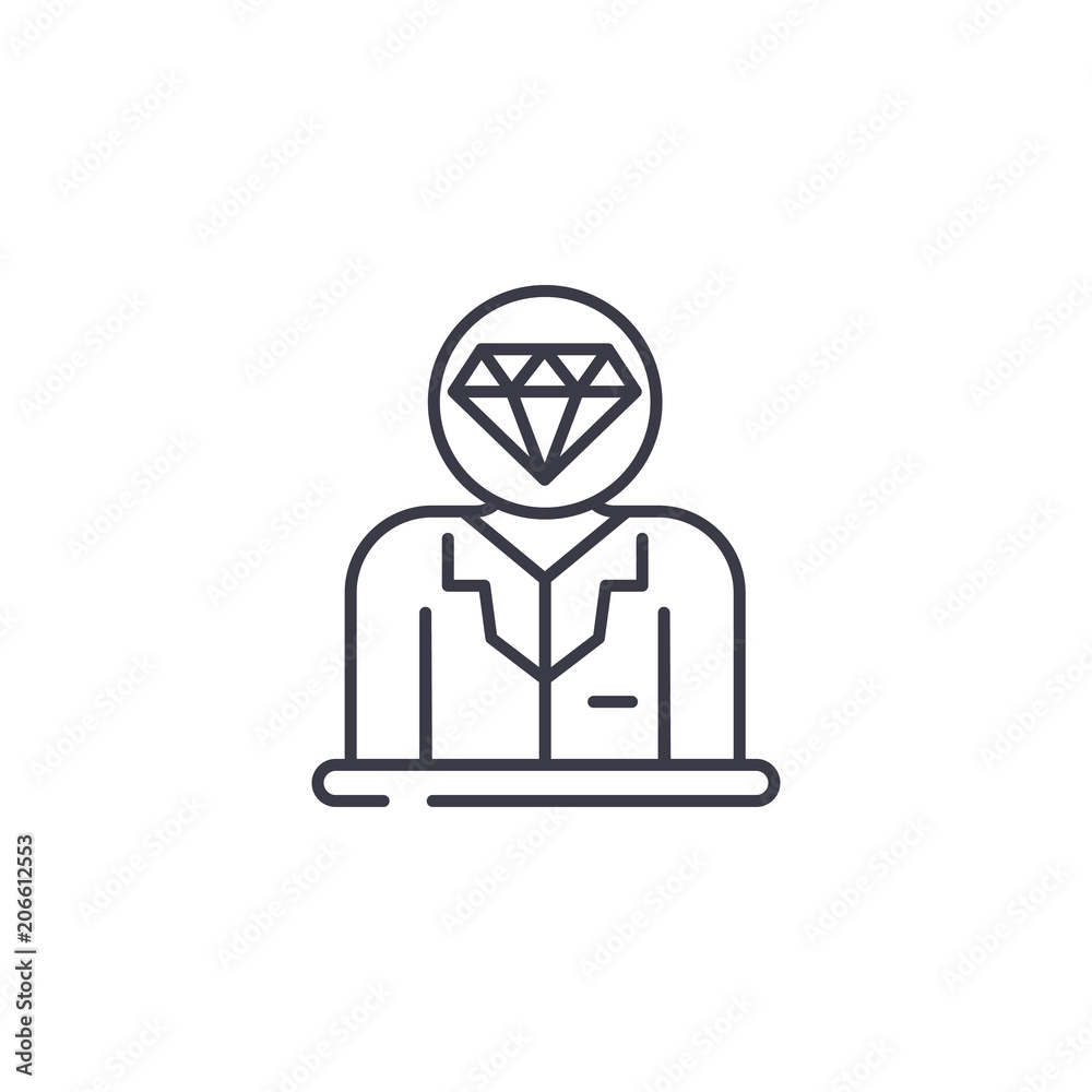 Valuable staff linear icon concept. Valuable staff line vector sign, symbol, illustration.