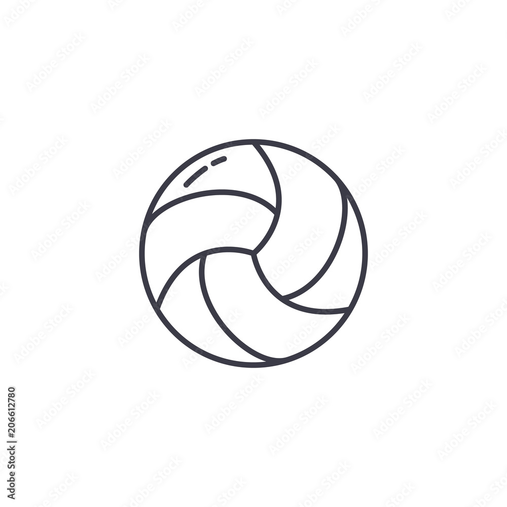 Volleyball linear icon concept. Volleyball line vector sign, symbol, illustration.