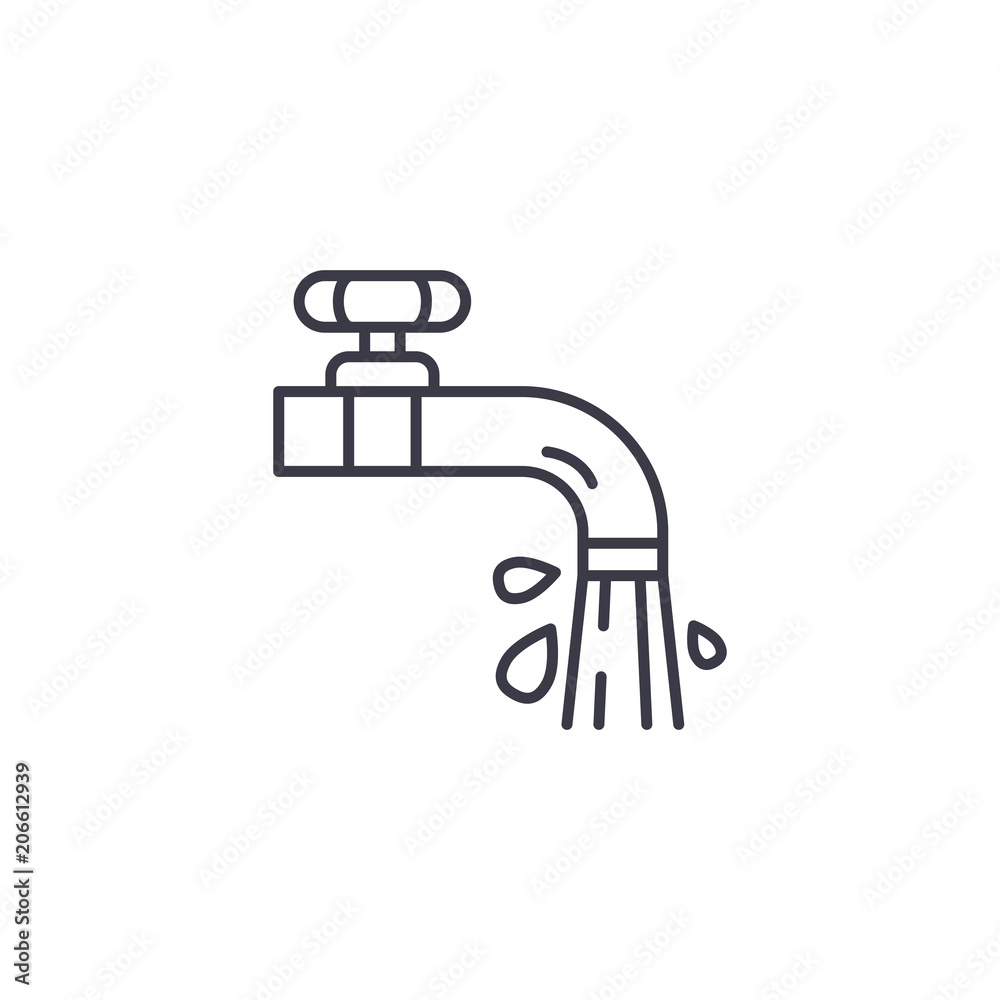Water taps linear icon concept. Water taps line vector sign, symbol, illustration. Water taps linear icon concept. Water taps line vector sign, symbol, illustration.