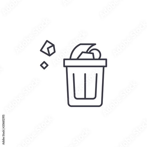 Wastepaper basket linear icon concept. Wastepaper basket line vector sign, symbol, illustration.