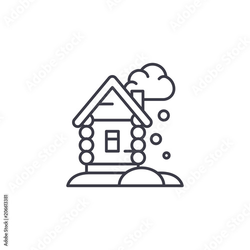 Winter cottage linear icon concept. Winter cottage line vector sign, symbol, illustration.