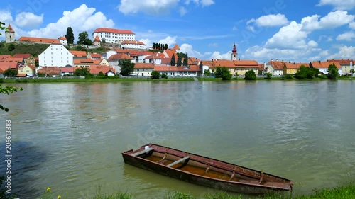 Ptuj, Slovenia, panoramic time lapse shot of oldest city in Slovenia photo