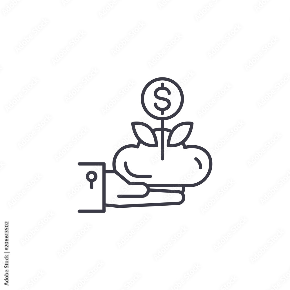 Working at a start-up linear icon concept. Working at a start-up line vector sign, symbol, illustration. Working at a start-up linear icon concept. Working at a start-up line vector sign, symbol, illustration.