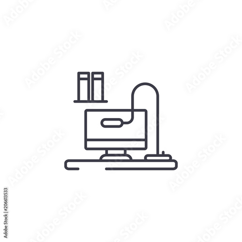 Working place linear icon concept. Working place line vector sign, symbol, illustration.