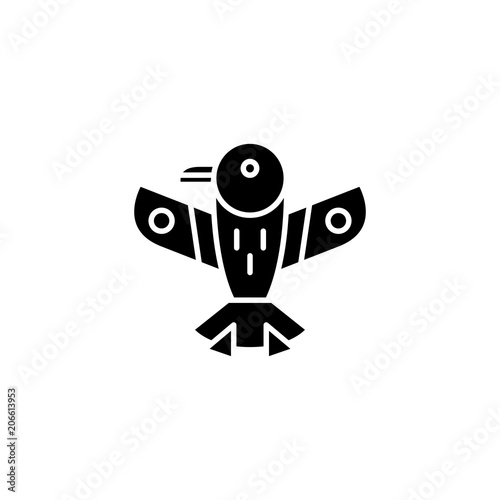 American indian eagle black icon concept. American indian eagle flat  vector symbol, sign, illustration.
