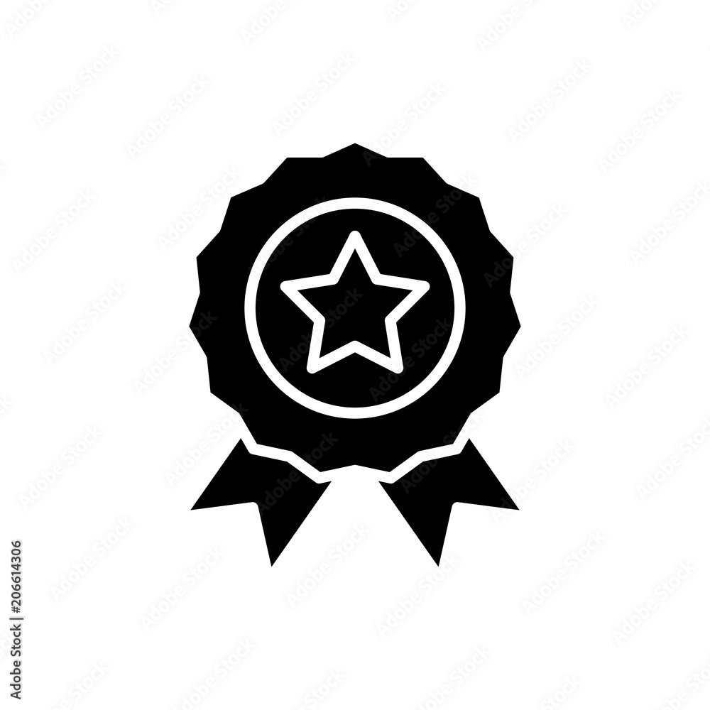 Assigned reward black icon concept. Assigned reward flat vector symbol, sign, illustration. Assigned reward black icon concept. Assigned reward flat vector symbol, sign, illustration.