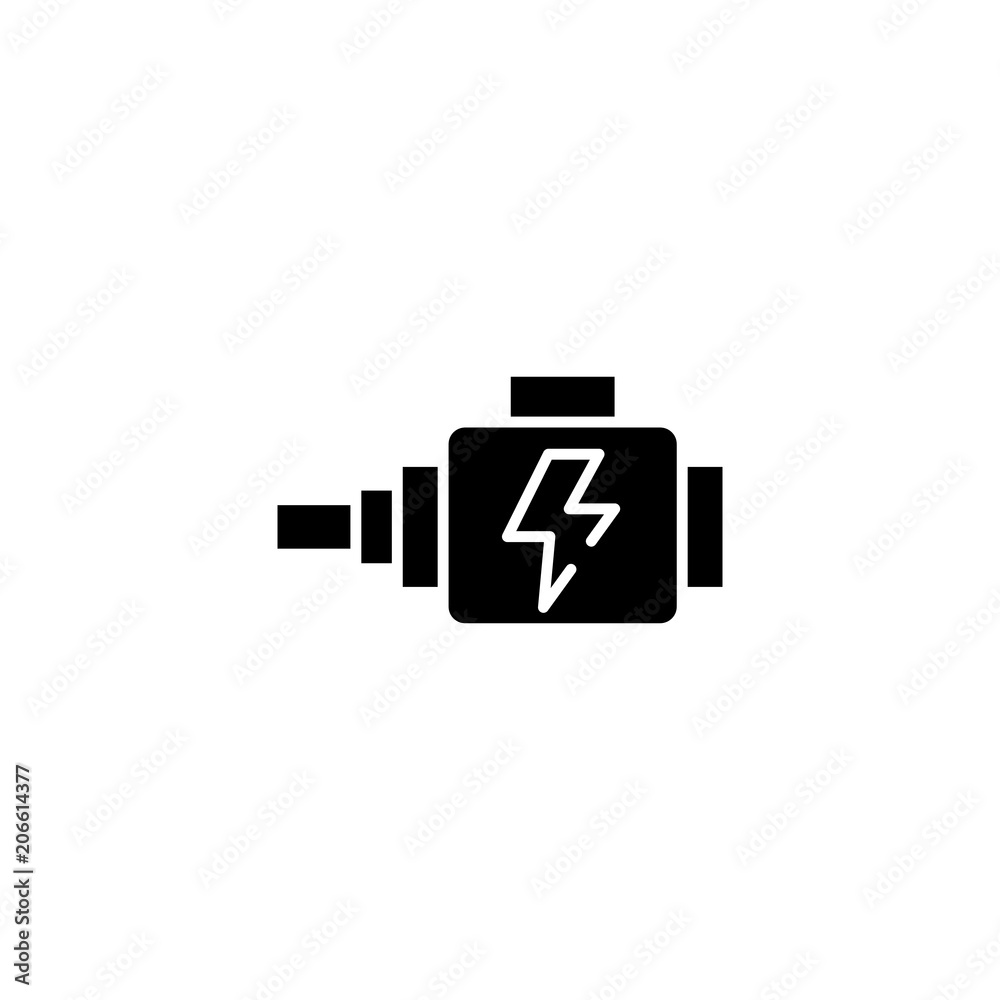 Automotive alternator black icon concept. Automotive alternator flat  vector symbol, sign, illustration.