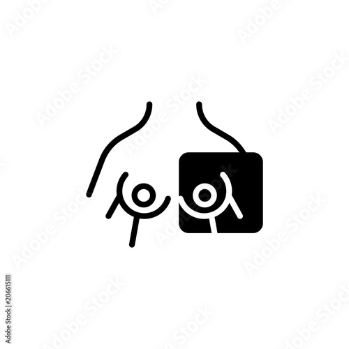 Breast radiography black icon concept. Breast radiography flat  vector symbol, sign, illustration.