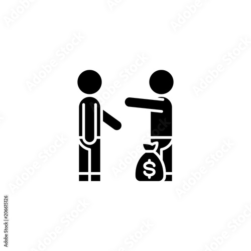 Bribery payment black icon concept. Bribery payment flat  vector symbol, sign, illustration.