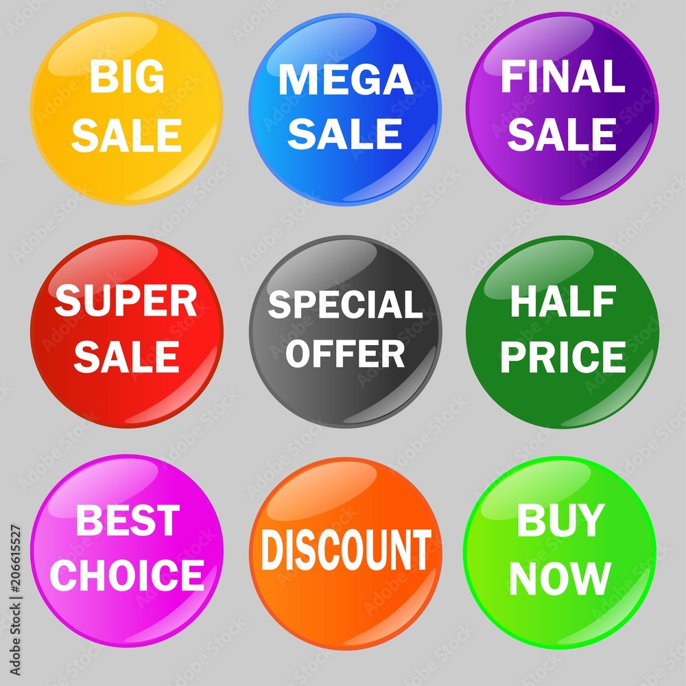 Set of glossy sale buttons Set of glossy sale buttons