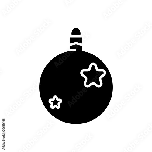 Christmas tree toy black icon concept. Christmas tree toy flat vector symbol, sign, illustration.