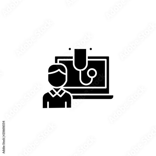 Computerized diagnostics black icon concept. Computerized diagnostics flat  vector symbol, sign, illustration.