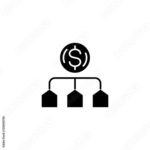 Cost allocation black icon concept. Cost allocation flat  vector symbol, sign, illustration.
