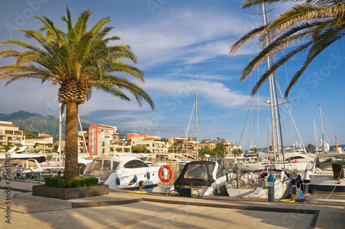 Mediterranean port. Montenegro, Tivat, view of yacht marina of Porto Montenegro