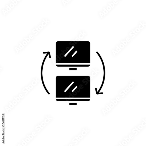 Data exchange black icon concept. Data exchange flat vector symbol, sign, illustration.