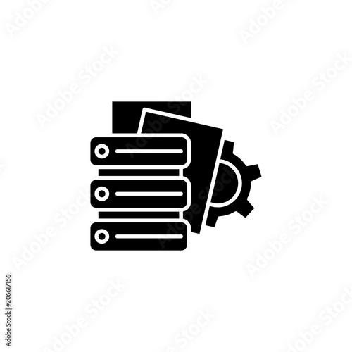 Database black icon concept. Database flat vector symbol, sign, illustration.