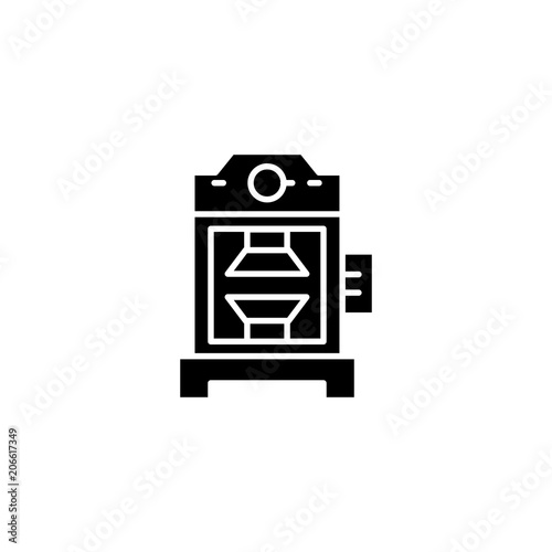 Industrial press black icon concept. Industrial press flat  vector symbol, sign, illustration.