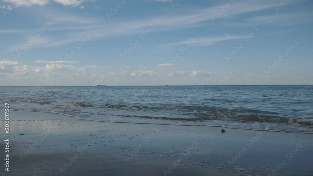 View of the sandy beach. Britain.
