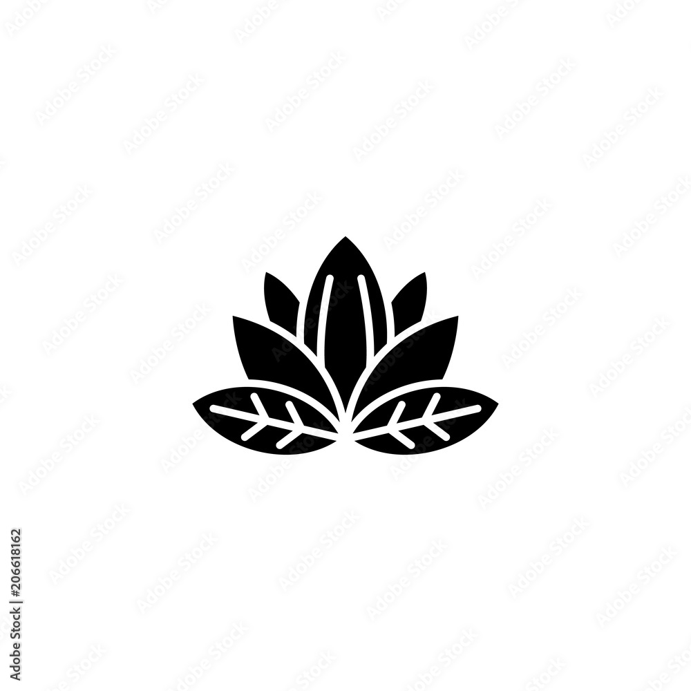 Lotus black icon concept. Lotus flat  vector symbol, sign, illustration.