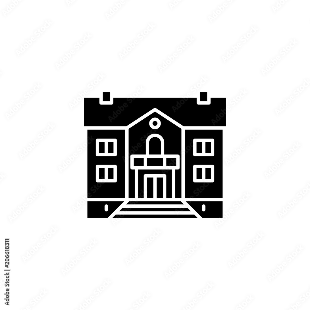 Mansion black icon concept. Mansion flat  vector symbol, sign, illustration.
