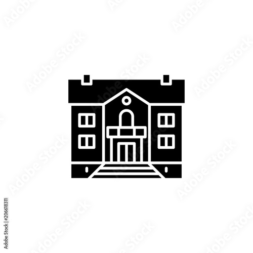 Mansion black icon concept. Mansion flat vector symbol, sign, illustration.