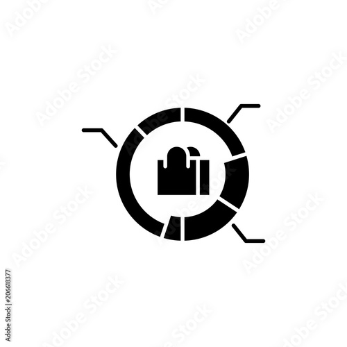 Marketing activities black icon concept. Marketing activities flat  vector symbol, sign, illustration.
