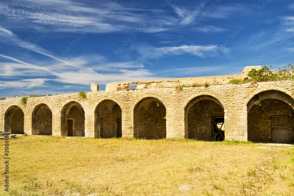 Obraz premium tremiti islands - view of the caste in San Nicola island off of the Gargano coast, Apulia, Italy