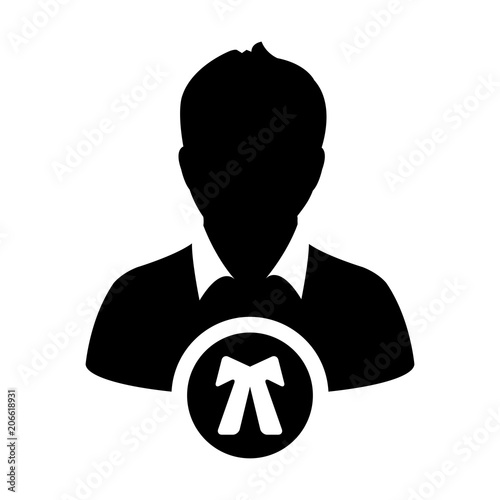 Justice icon vector male user person profile avatar symbol for law and justice in flat color glyph pictogram illustration