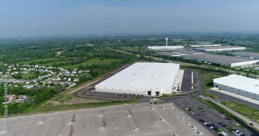 Aerial video warehouse and distribution centers near the Cincinnati