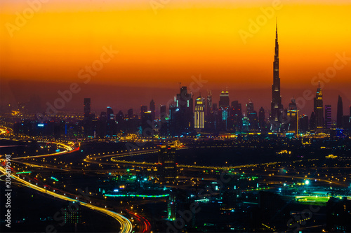 Dubai cityscape sunset 