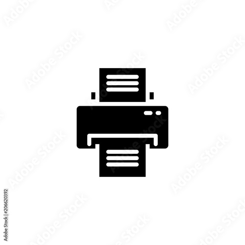 Printer black icon concept. Printer flat vector symbol, sign, illustration.