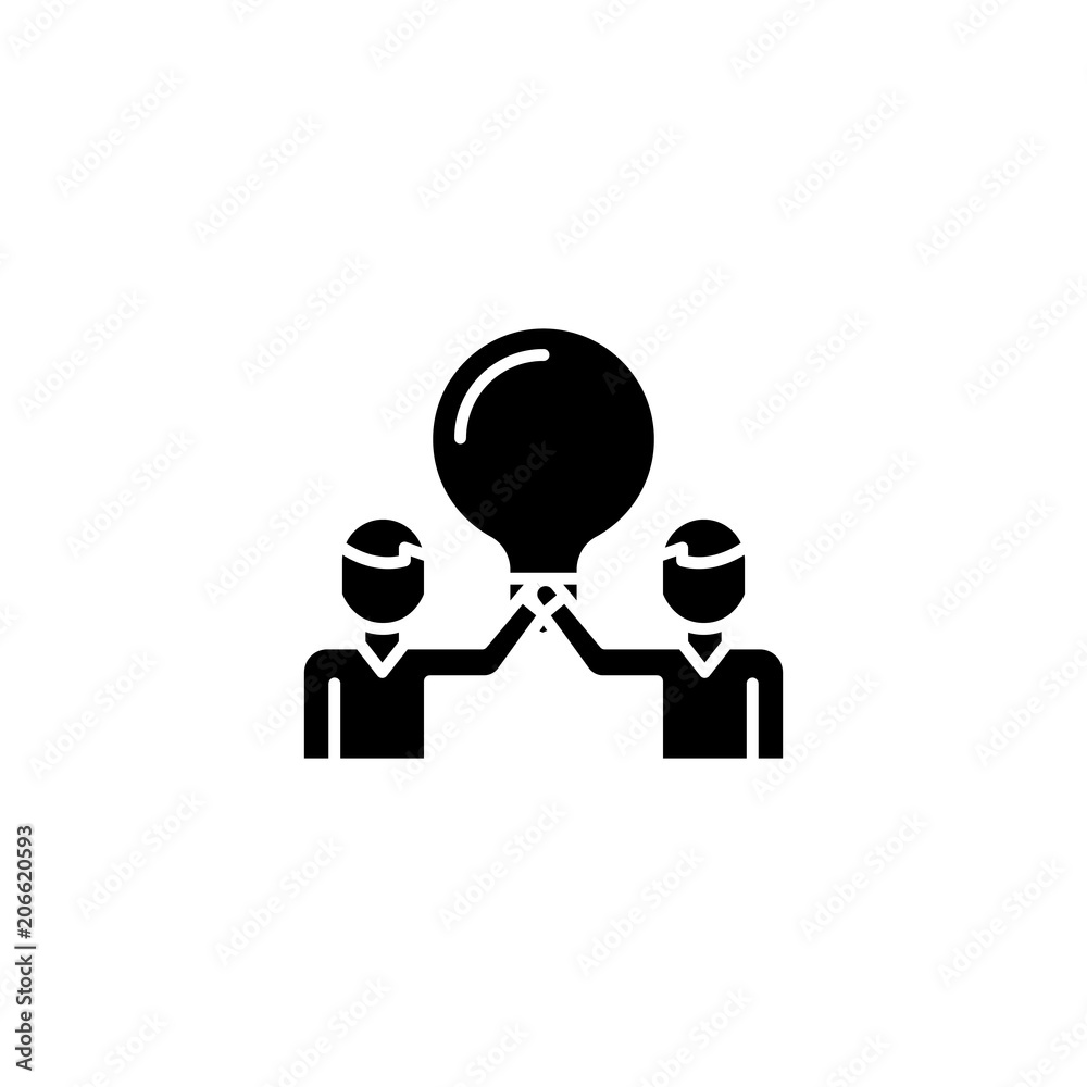 Project members black icon concept. Project members flat vector symbol, sign, illustration. Project members black icon concept. Project members flat vector symbol, sign, illustration.