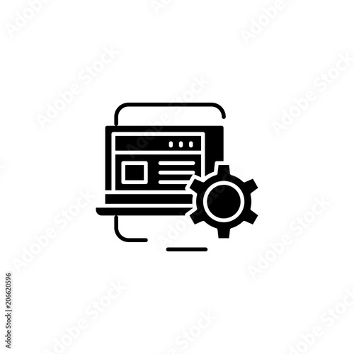 Project monitoring black icon concept. Project monitoring flat vector symbol, sign, illustration.