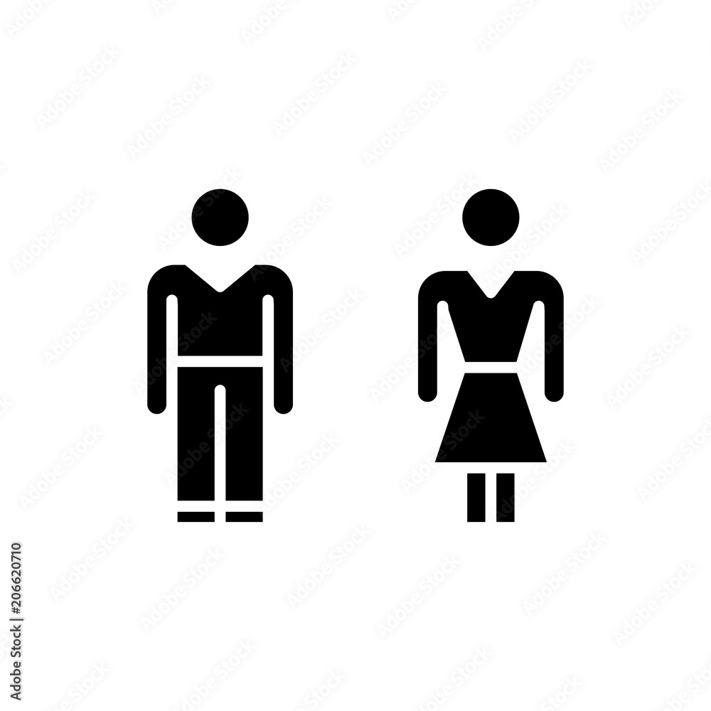Public toilet black icon concept. Public toilet flat vector symbol, sign, illustration. Public toilet black icon concept. Public toilet flat vector symbol, sign, illustration.