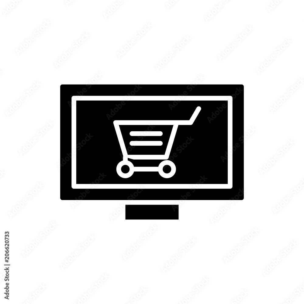 Purchases in the internet black icon concept. Purchases in the internet flat vector symbol, sign, illustration. Purchases in the internet black icon concept. Purchases in the internet flat vector symbol, sign, illustration.