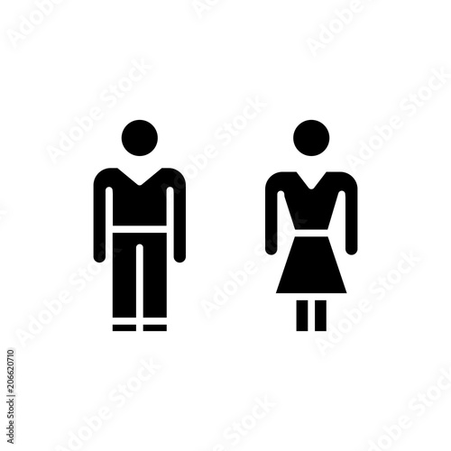 Fototapeta Naklejka Na Ścianę i Meble -  Public toilet black icon concept. Public toilet flat  vector symbol, sign, illustration.