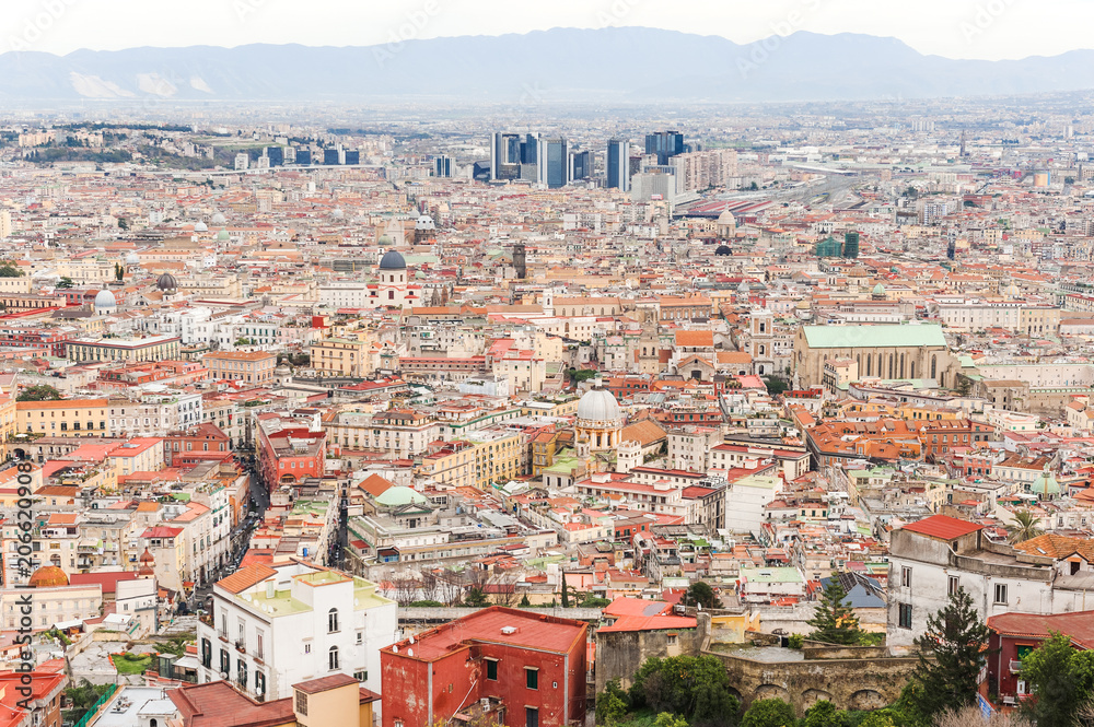 Naples aerial view from San Martino hill, Campania, Italy