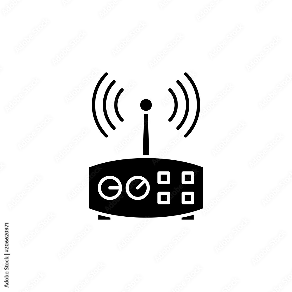 Remote control black icon concept. Remote control flat vector symbol, sign, illustration. Remote control black icon concept. Remote control flat vector symbol, sign, illustration.