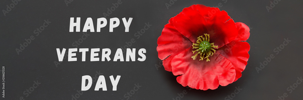the text thank you veterans written in a chalkboard and red poppy on a rustic wooden background. baner the text thank you veterans written in a chalkboard and red poppy on a rustic wooden background. baner