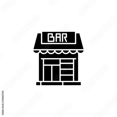 Saloon bar black icon concept. Saloon bar flat vector symbol, sign, illustration.