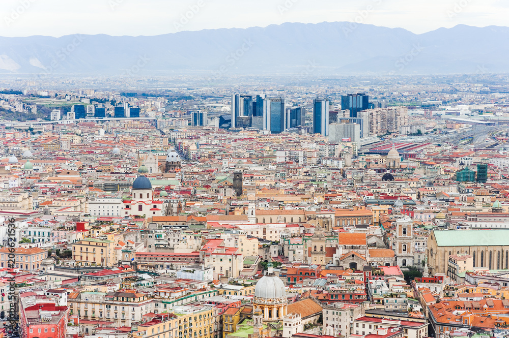 Panorama of Naples from San Martino hill, Campania, Italy