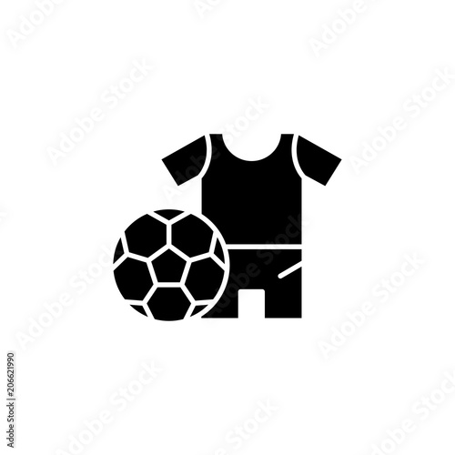 Fototapeta Naklejka Na Ścianę i Meble -  Soccer uniform black icon concept. Soccer uniform flat  vector symbol, sign, illustration.