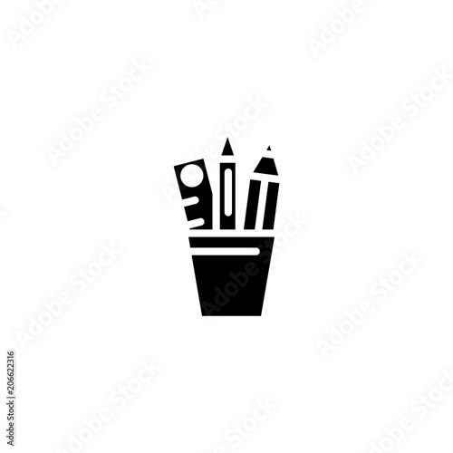 Stationery goods black icon concept. Stationery goods flat  vector symbol, sign, illustration.