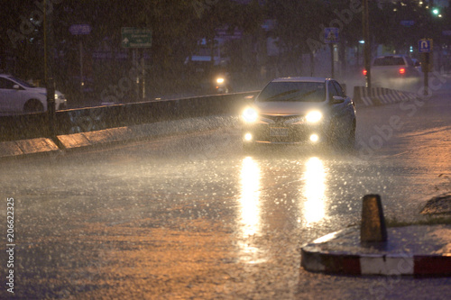 car in the rain