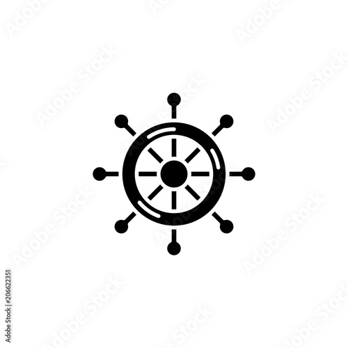 Steering wheel black icon concept. Steering wheel flat vector symbol, sign, illustration.