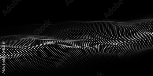 Wave of particles. Abstract background with a dynamic wave. Big data. Vector illustration. photo