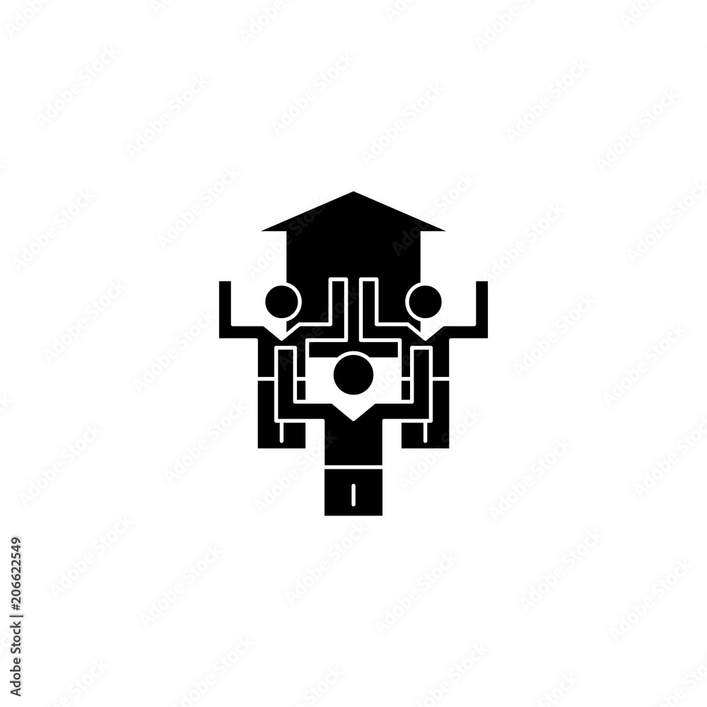 Successful teamwork black icon concept. Successful teamwork flat vector symbol, sign, illustration. Successful teamwork black icon concept. Successful teamwork flat vector symbol, sign, illustration.