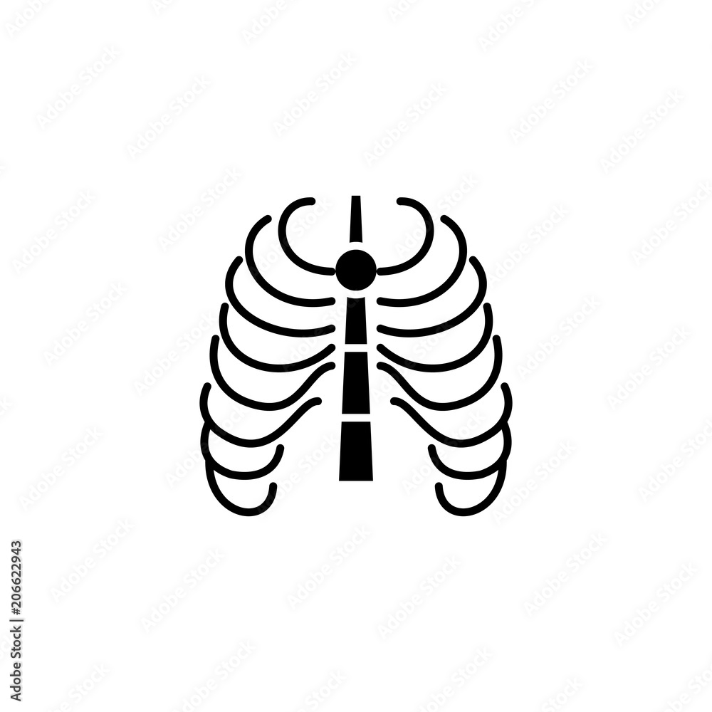 Thoracic cage black icon concept. Thoracic cage flat vector symbol, sign, illustration. Thoracic cage black icon concept. Thoracic cage flat vector symbol, sign, illustration.
